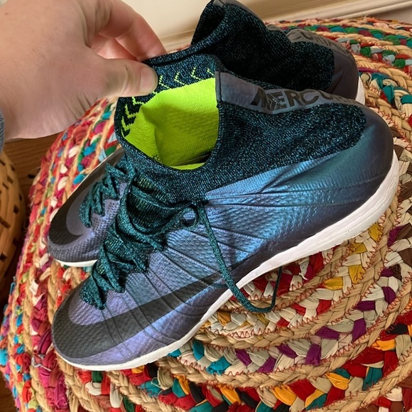 Nike Mercurial X Teal and Black Indoor Soccer Sneakers Shoes - Picture 2 of 6